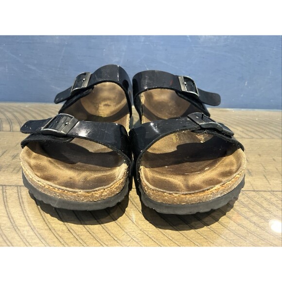 Birkenstock Sandals Womens Size 6.5 37 Black Shoes Papillio Slides buckles - Picture 2 of 9